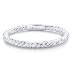 Gabriel & Co. 14k White Gold Plain Twist Stackable Wedding Band